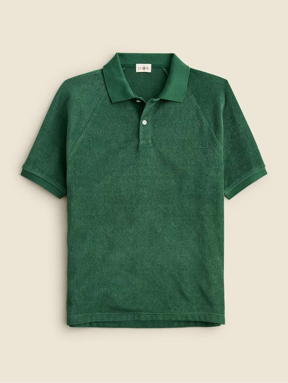 J. Crew Forest Green Plush Soft Terry Cloth Polo Shirt